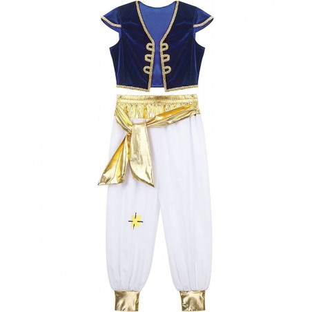Kids Boys Halloween Cosplay Outfits Arabian Prince Costume Cap Sleeve Top with Pants Two Piece Set $20.83 Kids' Costumes