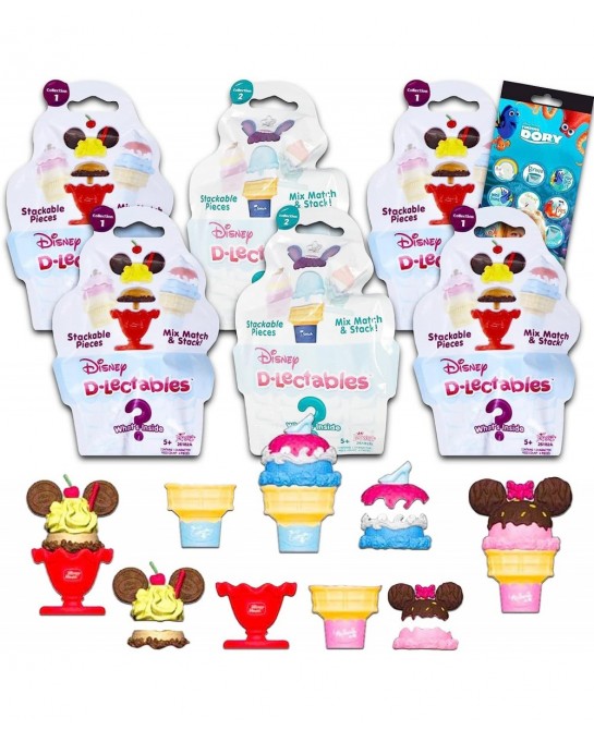 Disney Blind Bag Bundle - 6 Pack Disney Party Favors for Kids Featuring Mix Match & Stack Ice Cream Figures | Disney Party Su...