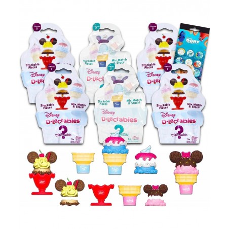 Disney Blind Bag Bundle - 6 Pack Disney Party Favors for Kids Featuring Mix Match & Stack Ice Cream Figures | Disney Party Su...