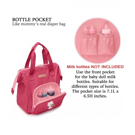HappyVk- Baby Doll Diaper Bag with Doll Changing Pad- Handbag for Girls- Cat Luminous Embroidery $38.92 Doll Accessories