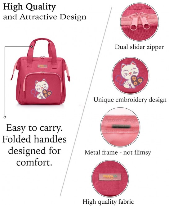 HappyVk- Baby Doll Diaper Bag with Doll Changing Pad- Handbag for Girls- Cat Luminous Embroidery $38.92 Doll Accessories