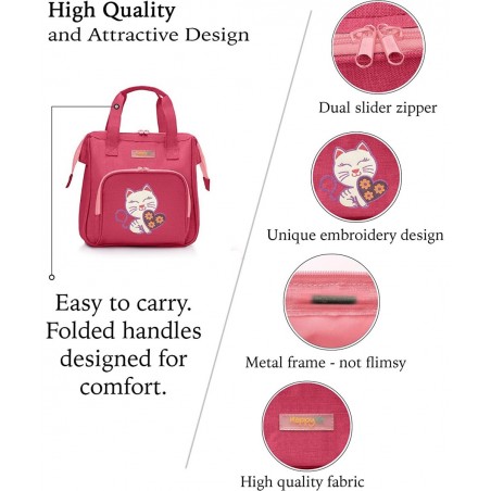 HappyVk- Baby Doll Diaper Bag with Doll Changing Pad- Handbag for Girls- Cat Luminous Embroidery $38.92 Doll Accessories