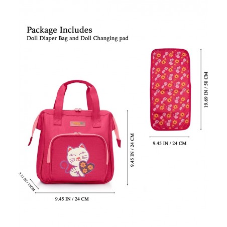 HappyVk- Baby Doll Diaper Bag with Doll Changing Pad- Handbag for Girls- Cat Luminous Embroidery $38.92 Doll Accessories