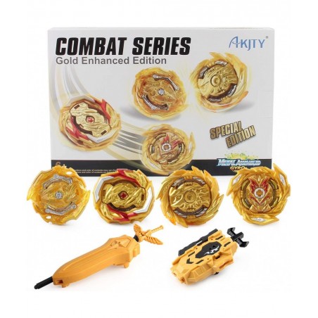158-10-Bey Burst Starter 4 in 1 Battling Top Fusion Metal Master Rapidity Fight with 4D Launcher Grip Set $41.52 Gaming Top Toys