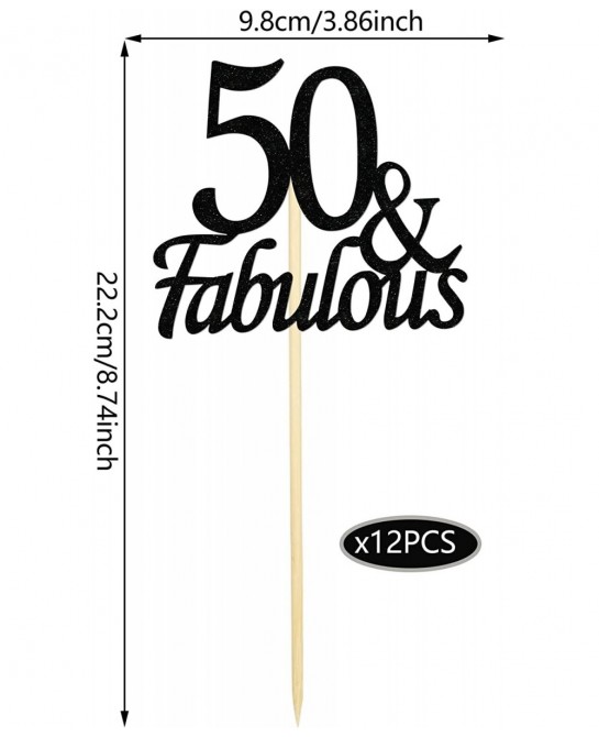 12PCS 50th Birthday Centerpiece Sticks Glitter Number 50 Table Centerpieces Fabulous Toppers for Anniversary Table and Party ...