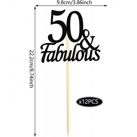 12PCS 50th Birthday Centerpiece Sticks Glitter Number 50 Table Centerpieces Fabulous Toppers for Anniversary Table and Party ...