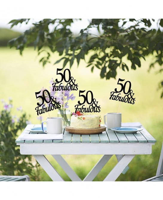 12PCS 50th Birthday Centerpiece Sticks Glitter Number 50 Table Centerpieces Fabulous Toppers for Anniversary Table and Party ...