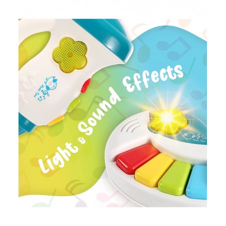 Baby Toddler Piano & Trumpet Musical Toy Set - Popular Childrens Songs Flashing Lights Chunky Buttons for Little Fingers On/O...
