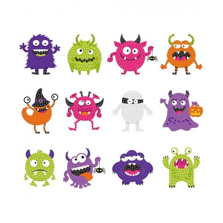 12Pcs Halloween Diamond Painting Stickers DIY Creative Diamond Art Sticker Miniature Gem Crafts Inlay for Beginners Paint-by-...