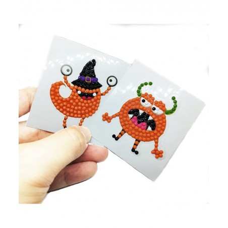 12Pcs Halloween Diamond Painting Stickers DIY Creative Diamond Art Sticker Miniature Gem Crafts Inlay for Beginners Paint-by-...