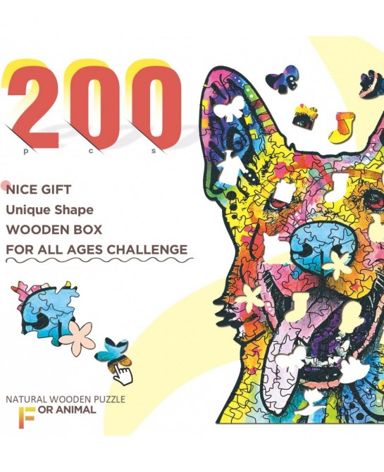 Wooden Jigsaw Puzzle for Adults and Kids 200 pcs 11.8 х 8.3 in with Frame Unique Shape Cutting and Gorgeous Colors Gift for A...