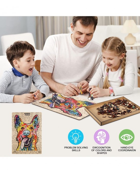 Wooden Jigsaw Puzzle for Adults and Kids 200 pcs 11.8 х 8.3 in with Frame Unique Shape Cutting and Gorgeous Colors Gift for A...