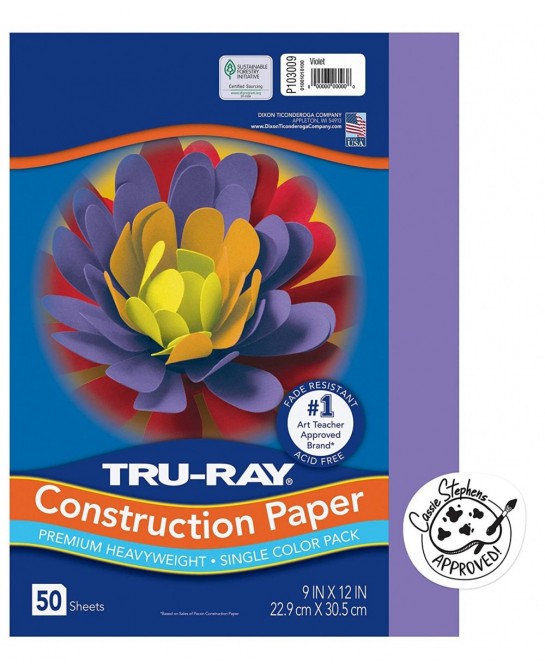 Tru-Ray Heavyweight Construction Paper Violet 9" x 12" 50 Sheets $13.50 Kids' Drawing & Writing Boards