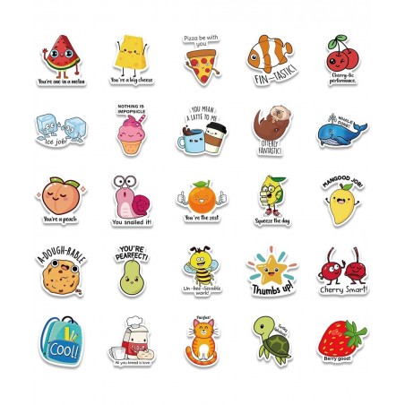 Punny Rewards Stickers 50 Pack Teacher Students Motivational Reward Sticker Classroom Bilingual Potty Training Stickers Cute ...
