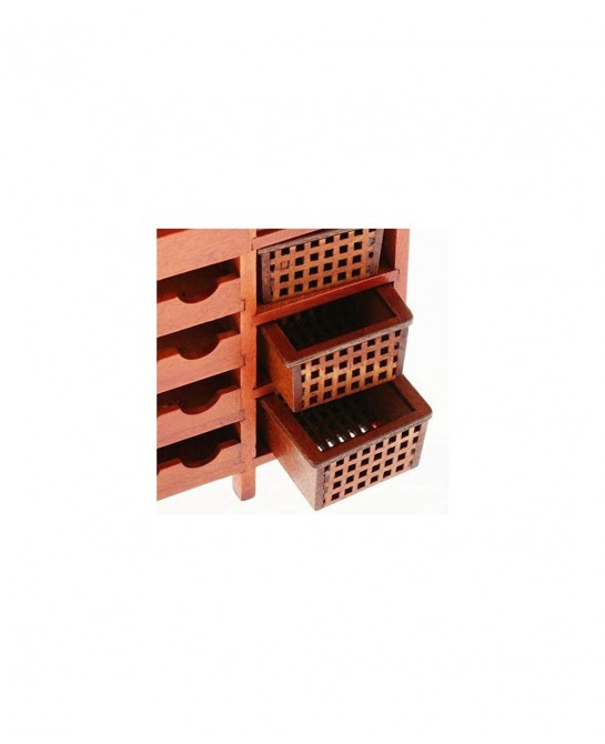 1:12 Dollhouse Miniature Doll Furniture Wooden Wine Cabinet Shelving w/ Drawers Wine Rack with Table Top Dollhouse Furniture ...