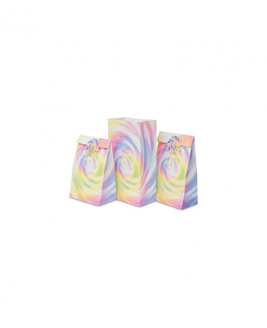 Tie Dye Gift Bags -Set of 24- Muted Tie Dye Goodie Bags and Stickers – Birthday Treat Bags Party Favor Bags for Kids Tie Dye ...