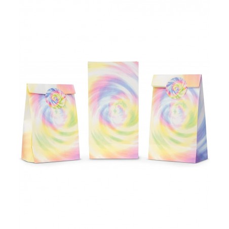 Tie Dye Gift Bags -Set of 24- Muted Tie Dye Goodie Bags and Stickers – Birthday Treat Bags Party Favor Bags for Kids Tie Dye ...