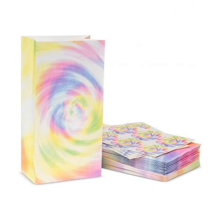 Tie Dye Gift Bags -Set of 24- Muted Tie Dye Goodie Bags and Stickers – Birthday Treat Bags Party Favor Bags for Kids Tie Dye ...