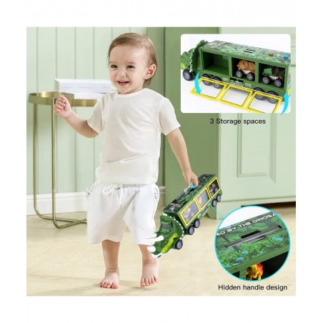 Dinosaur Truck Carrier for Boys and Girls Car Transporter Toy with Light Sound Kids Dinosaur Toys Set with Pull Back Car Laun...