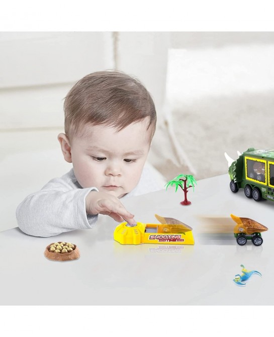 Dinosaur Truck Carrier for Boys and Girls Car Transporter Toy with Light Sound Kids Dinosaur Toys Set with Pull Back Car Laun...