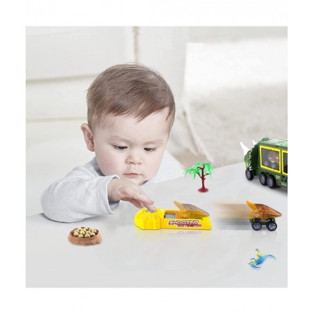 Dinosaur Truck Carrier for Boys and Girls Car Transporter Toy with Light Sound Kids Dinosaur Toys Set with Pull Back Car Laun...