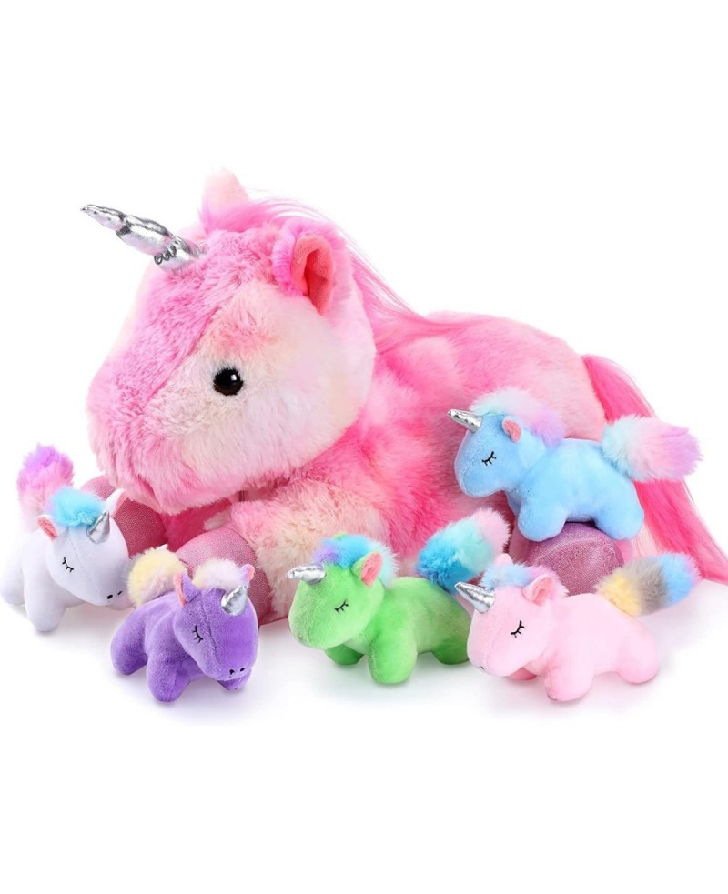 6 Pieces Unicorn Plush Toy Set 1 Large Unicorn Stuffed Animals 5 Colorful Mini Plush Unicorn Toy Cute Unicorn Toys for Party ...