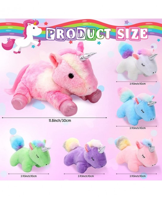 6 Pieces Unicorn Plush Toy Set 1 Large Unicorn Stuffed Animals 5 Colorful Mini Plush Unicorn Toy Cute Unicorn Toys for Party ...
