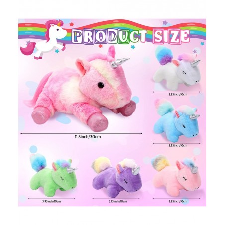 6 Pieces Unicorn Plush Toy Set 1 Large Unicorn Stuffed Animals 5 Colorful Mini Plush Unicorn Toy Cute Unicorn Toys for Party ...