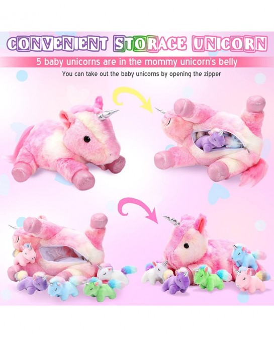 6 Pieces Unicorn Plush Toy Set 1 Large Unicorn Stuffed Animals 5 Colorful Mini Plush Unicorn Toy Cute Unicorn Toys for Party ...