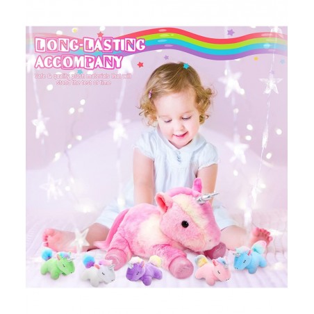 6 Pieces Unicorn Plush Toy Set 1 Large Unicorn Stuffed Animals 5 Colorful Mini Plush Unicorn Toy Cute Unicorn Toys for Party ...