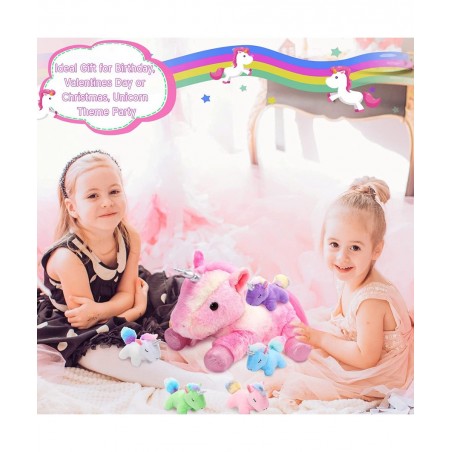 6 Pieces Unicorn Plush Toy Set 1 Large Unicorn Stuffed Animals 5 Colorful Mini Plush Unicorn Toy Cute Unicorn Toys for Party ...