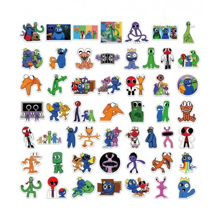 52pcs Rainbow Friends Stickers Pack Game Themed Stickers Decals for Water Bottles Skateboard Laptop Computer Rainbow Friends ...