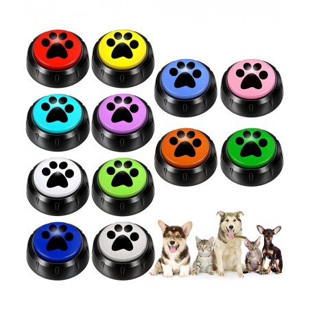 12 Packs Dog Talking Button Set for Communication Recordable Buttons Cat Sound Buttons 30 Seconds Voice Recording Buttons Pet...
