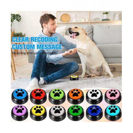 12 Packs Dog Talking Button Set for Communication Recordable Buttons Cat Sound Buttons 30 Seconds Voice Recording Buttons Pet...