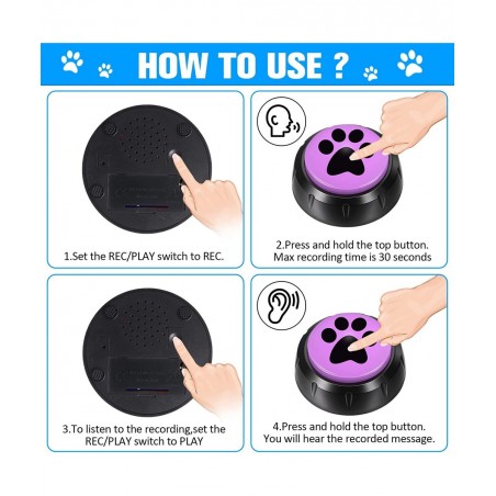 12 Packs Dog Talking Button Set for Communication Recordable Buttons Cat Sound Buttons 30 Seconds Voice Recording Buttons Pet...