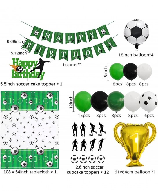 89 Pieces Soccer Birthday Party Decorations Supplies Including Happy Birthday Banner Tablecloth Soccer Balloons Cake Topper a...
