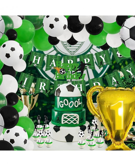 89 Pieces Soccer Birthday Party Decorations Supplies Including Happy Birthday Banner Tablecloth Soccer Balloons Cake Topper a...