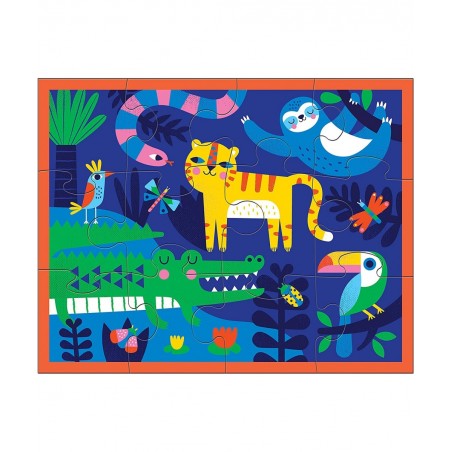 Rainforest 12 Piece Pouch Puzzle Jigsaw Puzzle for Kids with Extra-Thick Pieces 14" x 11" Includes a Reusable Zippered Pouch ...