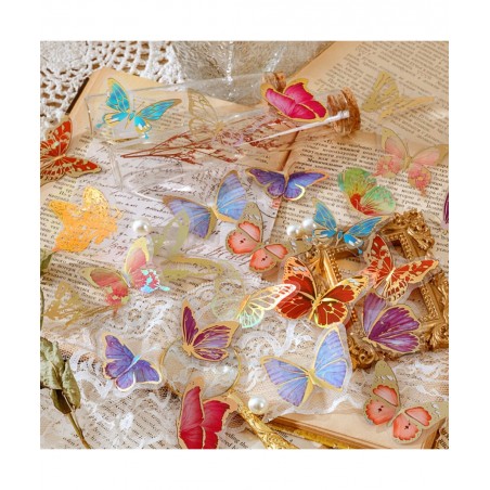 Fairy Gold foil Holographic Stickers Set(120 pieces with 4 Themes)-Resin Transparent Waterproof Stickers Butterfly Flower Vin...