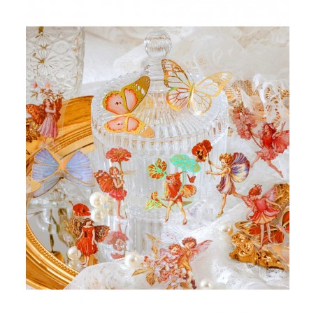 Fairy Gold foil Holographic Stickers Set(120 pieces with 4 Themes)-Resin Transparent Waterproof Stickers Butterfly Flower Vin...
