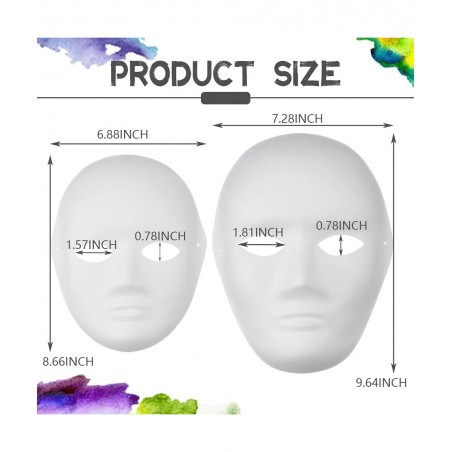 6 Pcs DIY Full Face Masks White Paper Pulp Masks Paintable Blank Mask Masquerade Mask Mardi Gras Mask Party Full Face Masks $...