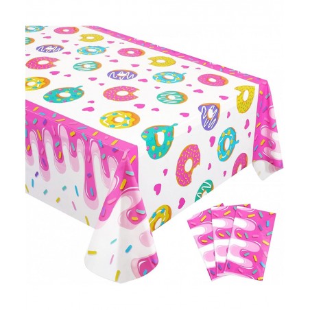 Donut Party Tablecovers 3 Pack Donut Grow up Party Supplies Decoration Tablecloth Dessert Time Party Supplies for Girls Birth...