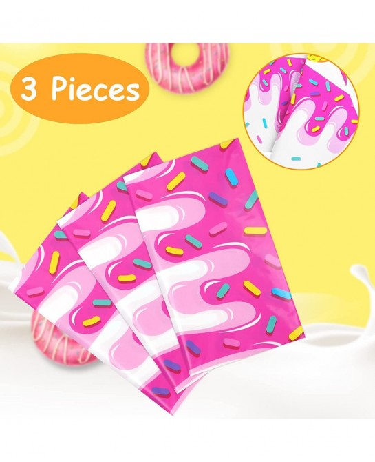 Donut Party Tablecovers 3 Pack Donut Grow up Party Supplies Decoration Tablecloth Dessert Time Party Supplies for Girls Birth...