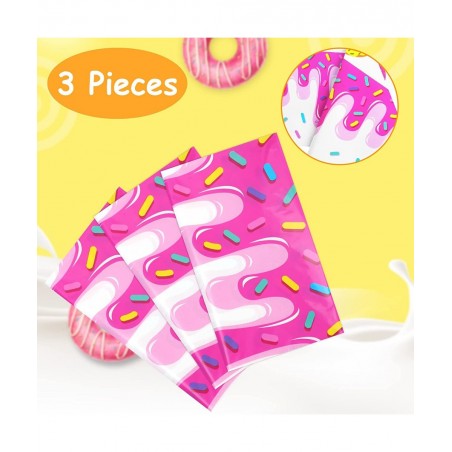 Donut Party Tablecovers 3 Pack Donut Grow up Party Supplies Decoration Tablecloth Dessert Time Party Supplies for Girls Birth...