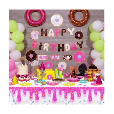 Donut Party Tablecovers 3 Pack Donut Grow up Party Supplies Decoration Tablecloth Dessert Time Party Supplies for Girls Birth...