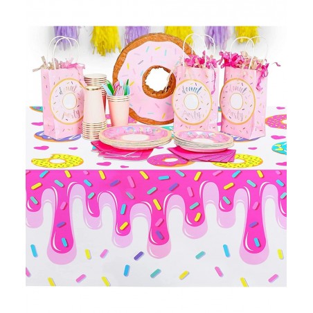 Donut Party Tablecovers 3 Pack Donut Grow up Party Supplies Decoration Tablecloth Dessert Time Party Supplies for Girls Birth...