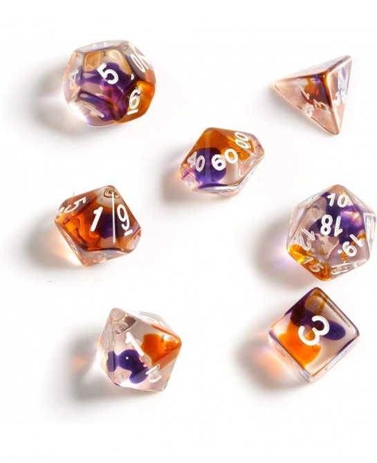 Purple Orange Clear Dice Set $20.41 Game Accessories