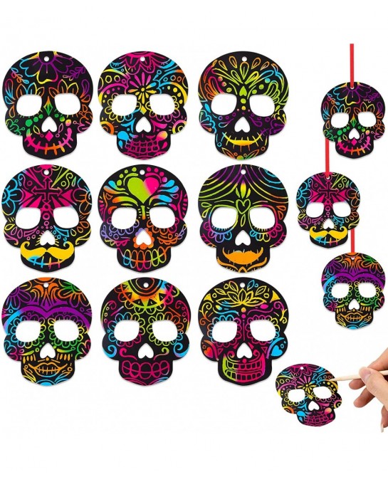 Halloween Scratch Art Crafts for Kids 24Pcs Magic Rainbow Scratch Paper Halloween Party Games for Kids Adults Halloween Ornam...