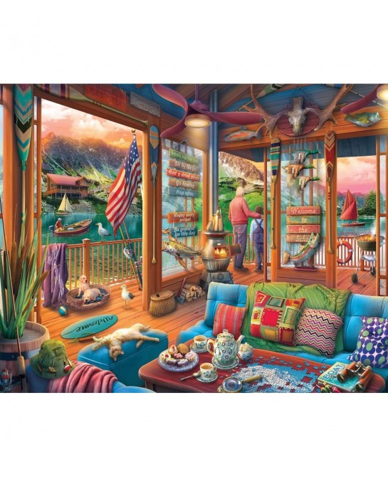 Puzzles Lakeside Cabin 1000 Piece Jigsaw Puzzle $35.17 Jigsaw Puzzles