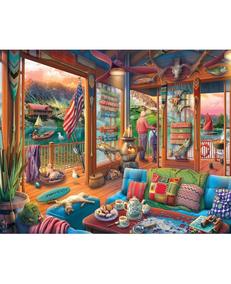 Puzzles Lakeside Cabin 1000 Piece Jigsaw Puzzle $35.17 Jigsaw Puzzles
